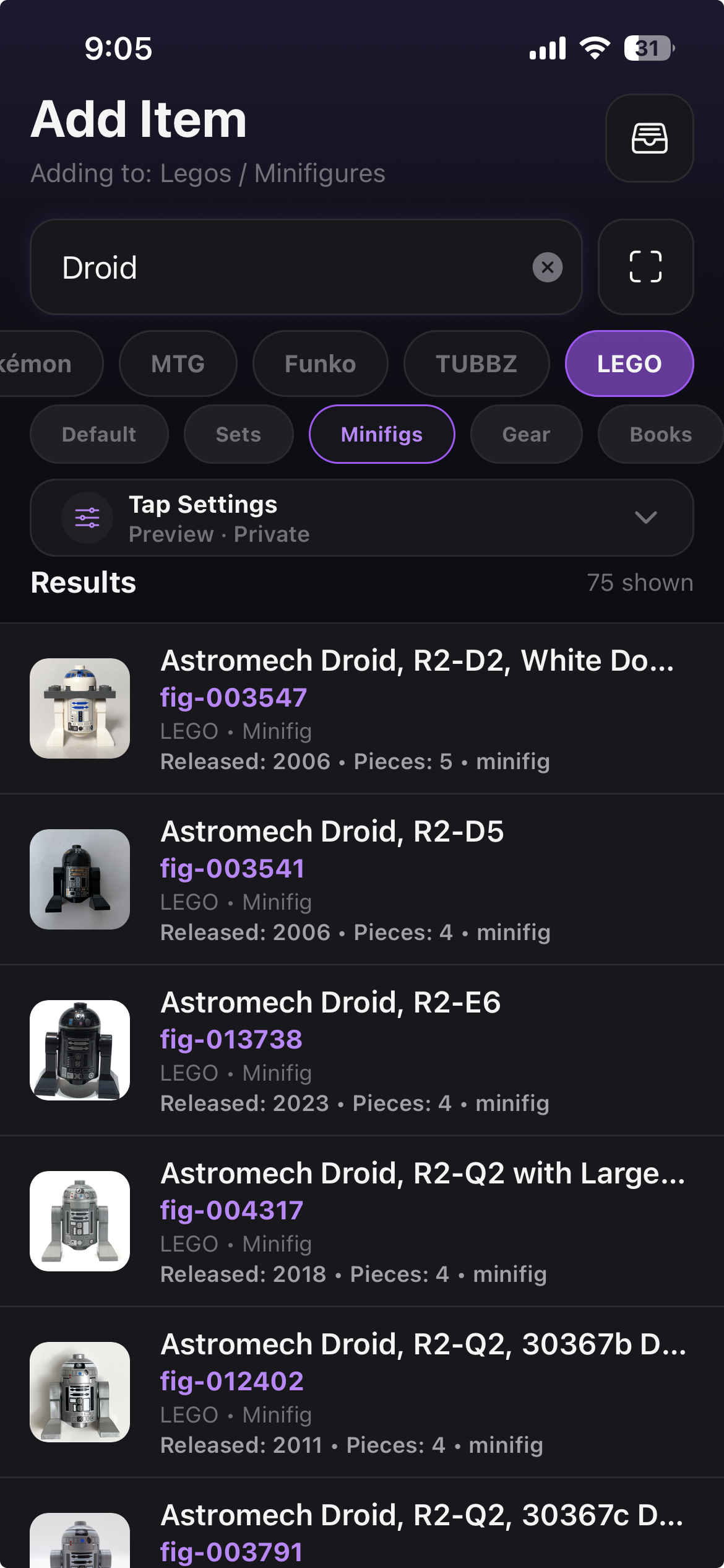 Add the item screenshot